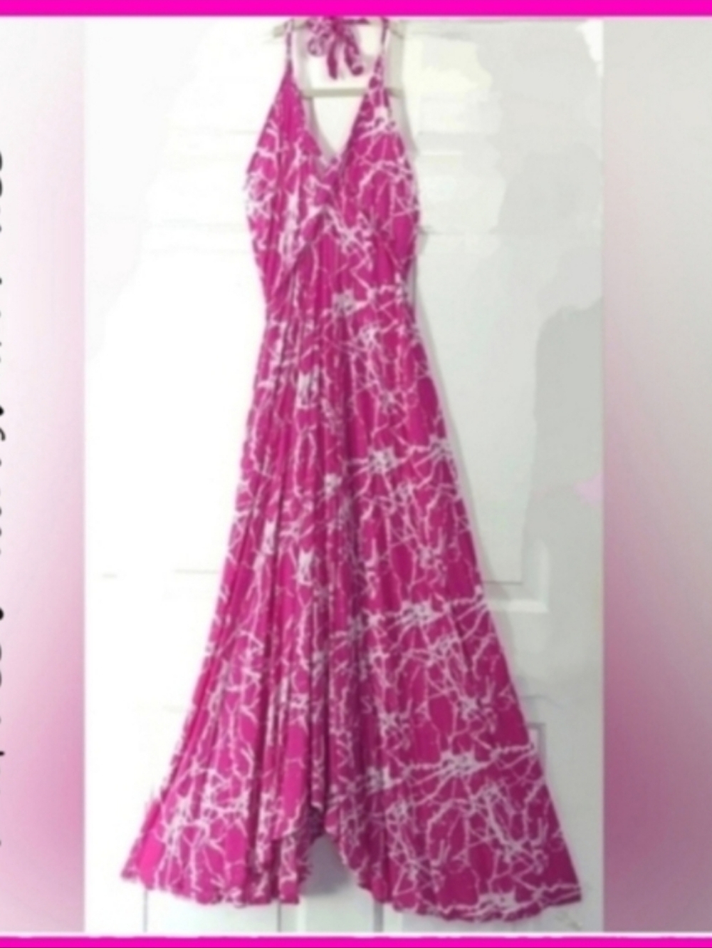 Pink Maxi Dress Backless Halter Beachwear Lounge wear